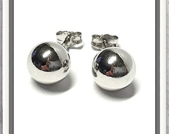 Ball stud 925/- rhod, polished 8 mm