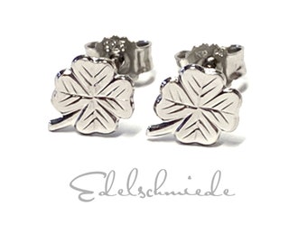 Lucky Charm Earrings 925/- Silver rhodium-plated Clover leaf polished monochrome