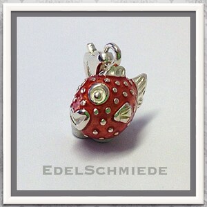 Charm pendant in solid 925 silver puffer fish