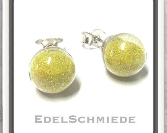 Glass Bead Hollow - Earrings 925 Silver Glitter