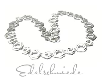 Kette 925/- Silber matt Sechseck umlaufend Collier Brautschmuck Silbercollier 43 cm
