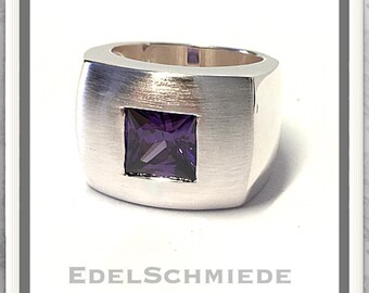 Ring echt Silber 925 Sterlingsilber Amethyst und Rosenquarz breiter Damenring Ring echt Silber 925 Sterlingsilber Amethyst und Rosenquarz breiter Damenring
