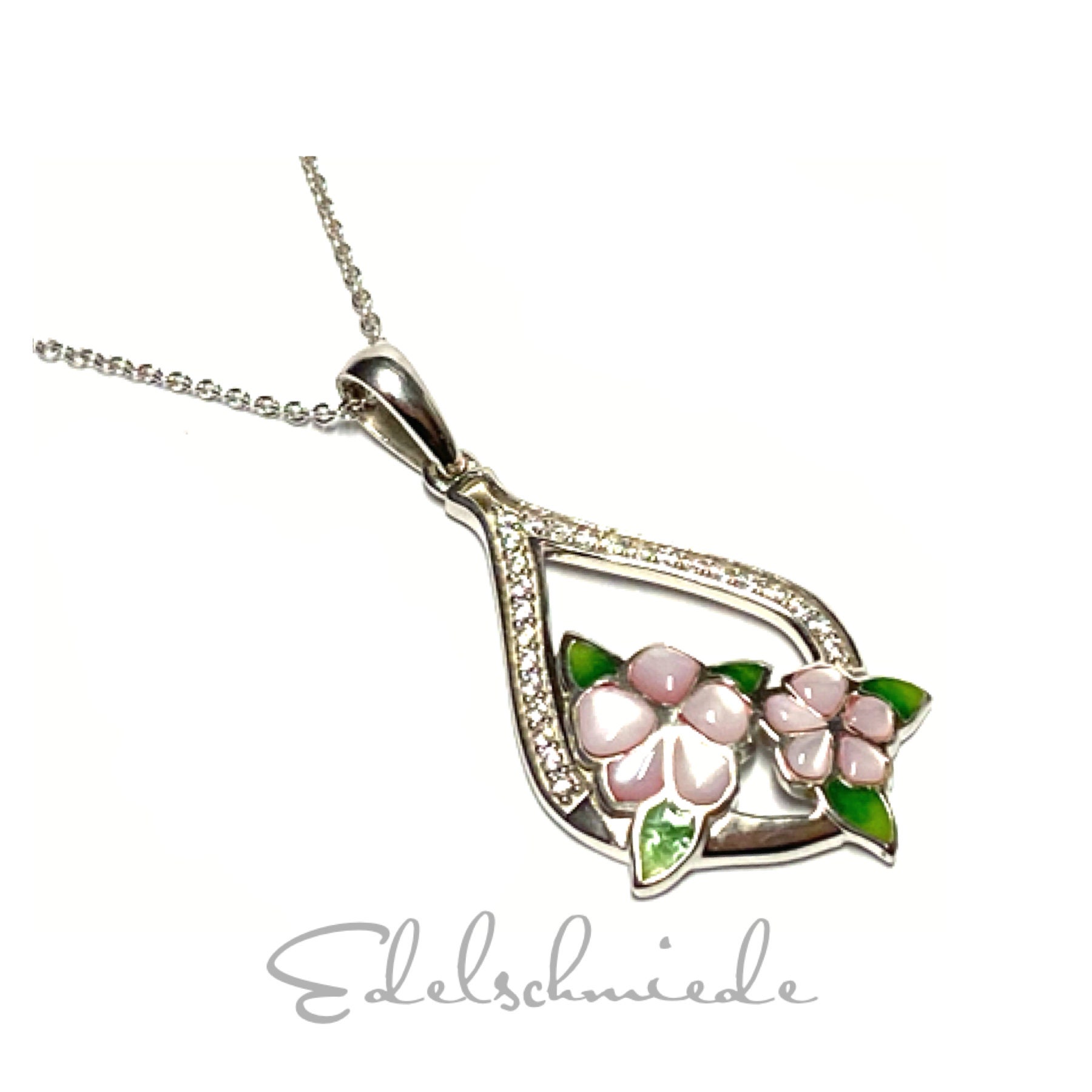ネックレス・ペンダント  Flower Silver Pink Necklace(SILVER925) 925 Sterling Silver Pink Crystal Flower Pendant Necklace