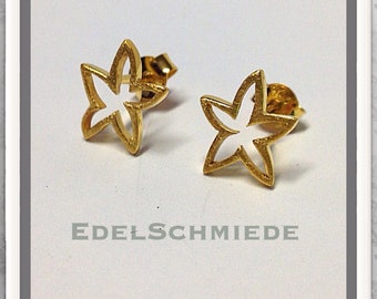 Stud earrings Starfish 925 silver gold plated