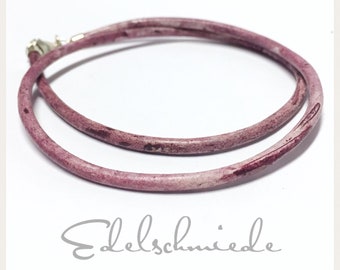 altrosa Lederhalsband für Sie und Ihn mit 925/- Sterling Silber Verschluß 45cm