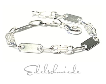 Bracelet 925/- Sterling silver fantasy pattern stable movable solid 21 cm