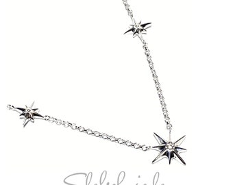 Chain 925 silver polished polar star zirconia necklace 43-46 cm