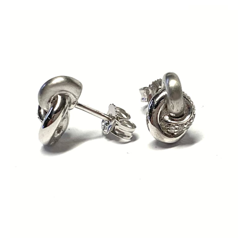 Earrings 925/ Silver partly matt Zirconia simple knot optics image 2
