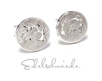 Ear studs 925/-with sawing work in ice matt 10 mm