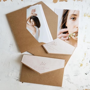 Cartella in velluto, busta per stampe 15 x 21 cm, con incisione personalizzata, fotoumschlag