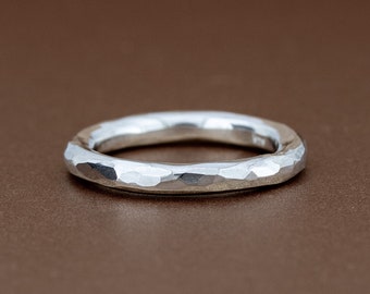 Silver ring 3 mm, forged, matt or polished