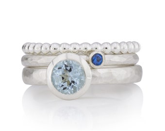 Ring set with topaz rings, bead ring