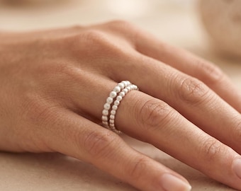 Conjunto de anillos de bolas, plata