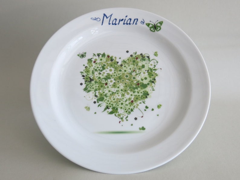 Porzellan Teller mit verschiedenen bunten Herzen für Frühstück, Mittagessen, Suppe. Mit Namen oder ohne Namen, Tolle Geschenkidee für Kinder Bild 7