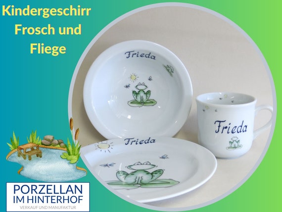 Kindergeschirr: Porzellanset Frosch Mit Namen Personalisiert, Geschirr Mit  Breischale, Teller, Kindertasse Zu Geburtstag Taufe Weihnachten - Etsy  Australia