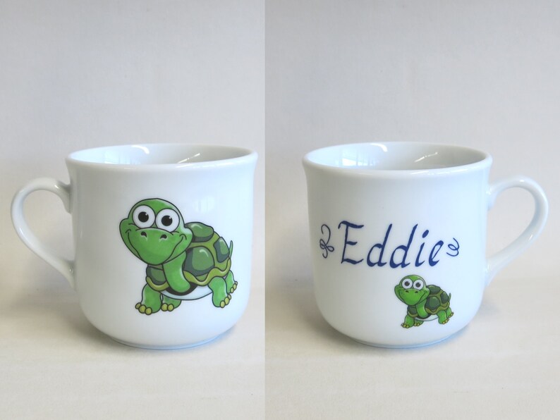 Porzellanset für Kinder: Schorschi Schildkröte mit Namen personalisiert. Essgeschirr aus Porzellan als Geschenk zu Weihnachten Ostern Geburt Bild 5