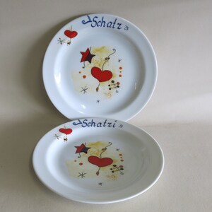 Porzellan Teller mit verschiedenen bunten Herzen für Frühstück, Mittagessen, Suppe. Mit Namen oder ohne Namen, Tolle Geschenkidee für Kinder Bild 9