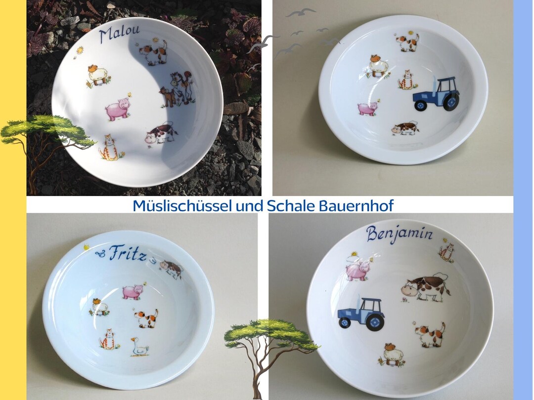 Wimmelbilder Vom Bauernhof: Müslischüssel Und Schalen Mit