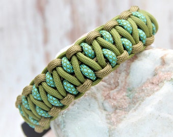 Dog collar made of paracord - Moss tan