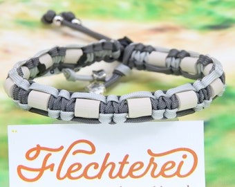 handgefertigtes Zeckenschutz-Halsband grau, ohne Chemie, mit EM Keramik, für den Hund, personalisierbar