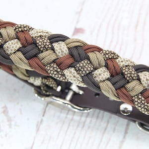 handgefertigtes Hundehalsband aus Paracord - sehr weiche Flechtung - Braun -Beigetöne, personalisierbar