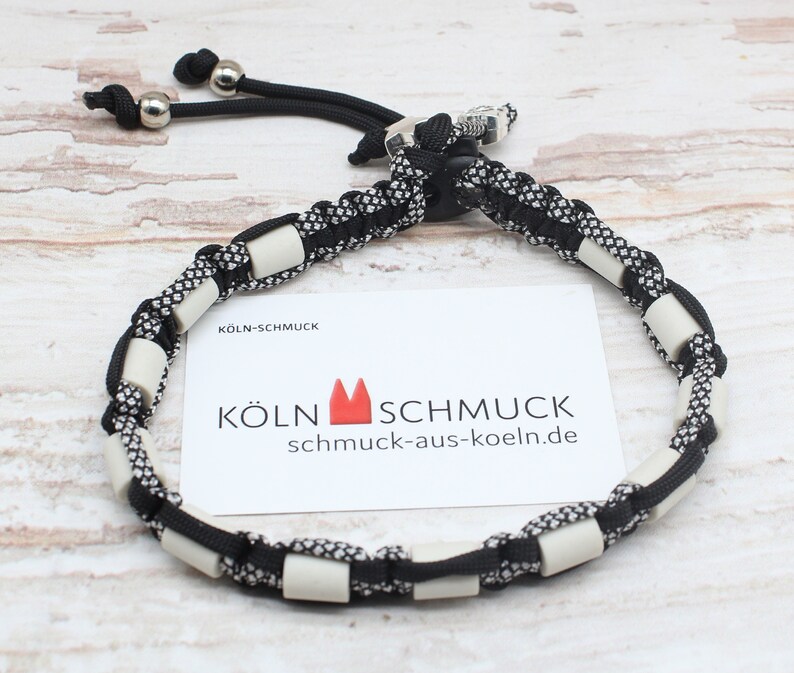 Handgefertigtes Zeckenschutz-Halsband schwarz / silbergrau EM Keramik für den Hund , ohne Chemie, personalisierbar Bild 5