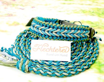 NEW!!! Custom-made complete dog set, paracord collar and leash in turquoise and green tones, customizable