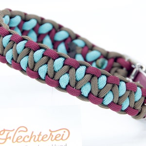 Paracord collar for small dogs from 25 cm neck circumference turquoise - burgundy - olive, customizable