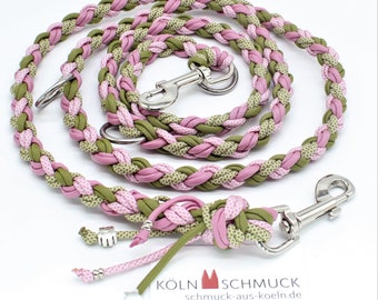 Handgefertigte Hundeleine Pink Moos aus Paracord -  Schön und Nützlich!