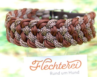 handmade dog collar made of paracord - very soft braiding! Brown and beige tones, customizableB