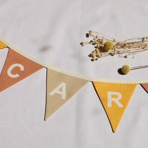 Pennant chain - yellow-light terracotta-sand personalized with name / children's room decoration