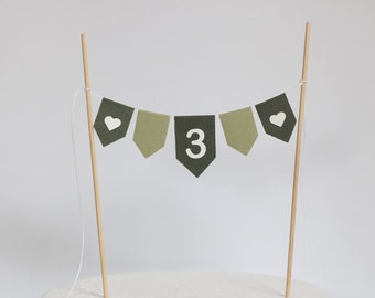 Cake garland with birthday number in green / mini pennant garland / cake topper / cake garland cake garland