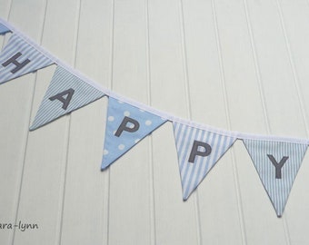 Happy Birthday garland - light blue / birthday garland, pennant chain, birthday decoration