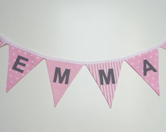 Pennant chain - pink with/without name / children's room decoration