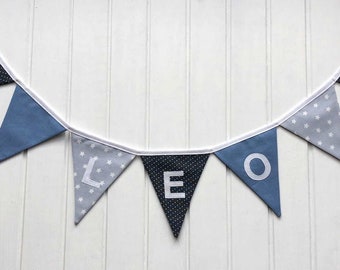 Pennant chain - grey-blue personalized with name / children's room decoration