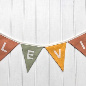 Pennant chain - yellow-light terracotta-green personalized with name / children's room decoration