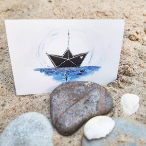 Postkarte "Aquarell Papierschiffchen"