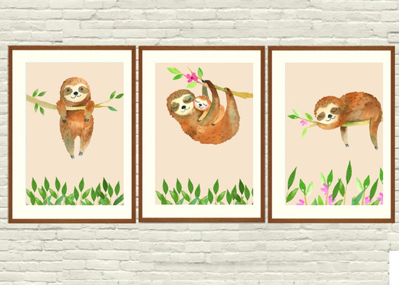 Sloth set of 3 mother baby baby animal image 1