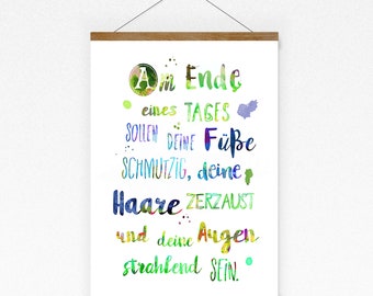 Sayings children's picture At the end of a day poster colorful collage children's poster children's room