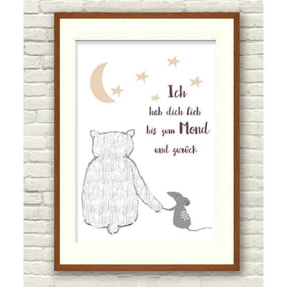 Ich Habe Dich Lieb Bis Zum Mond Und Zurück Print Ich hab dich lieb bis zum Mond und zurück Poster | Etsy