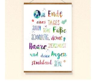 Sayings children's picture At the end of a day poster colorful collage children's poster children's room