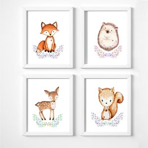 Bilder Waldtiere Fuchs Reh Eichhörnchen Igel Poster Kinderposter