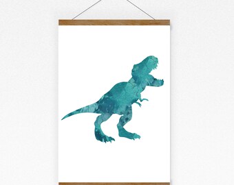Poster Bild Dinosaurier Dino Saurier Poster Kinderposter Dinoposter Kinderzimmer Dekoration Aquarell