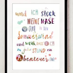 Kinderzimmerdeko Kinderposter Sprüche Sommerwind Poster bunte Collage Wanddeko Wandkunst Kinderposter Kinderzimmer Bild 1