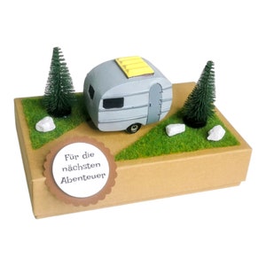 Geschenk Box Wohnwagen für Geld oder Gutschein Camper Urlaub Reise