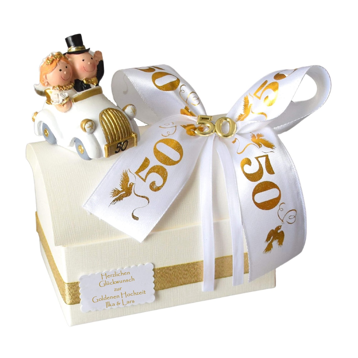 Kleines Geschenk Zur Goldenen Hochzeit Geschenk zur goldenen Hochzeit Geschenkbox mit Goldpaar im - Etsy.de