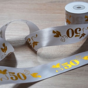 1.60 EUR/meter ribbon 5 m x 4 cm golden wedding decorative ribbon table ribbon