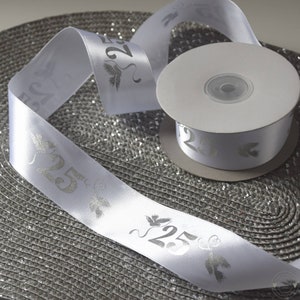 1.60 EUR/meter ribbon 5 m x 4 cm silver wedding decorative ribbon table ribbon