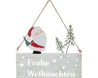 Weihnachtsdeko Schild aus Metall Frohe Weihnachten 25x21,5 cm