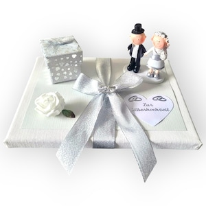 Geld Geschenk zur Silberhochzeit mit Silberpaar 25